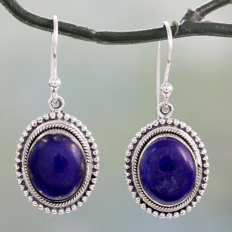 Best hoop earrings with floral designs for a feminine and delicate look-True Clarity Lapis Lazuli & Silver Dangle Earrings