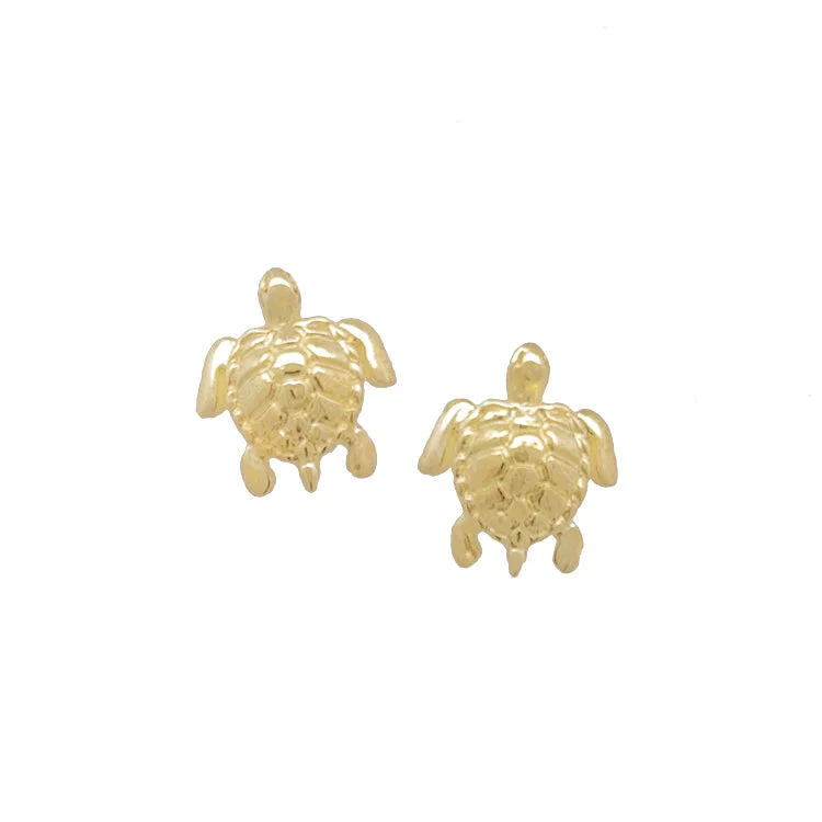 Hoop earrings with oversized designs for a bold, fashion-forward statement-Turtle Earrings, 14Kt