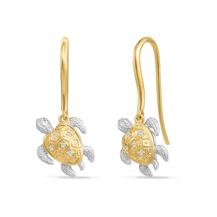 Best hoop earrings with minimalist designs for a clean and modern aesthetic-Turtle Earrings, 14Kt