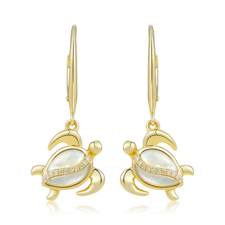 Best hoop earrings with blackened metal for an edgy and bold appearance-Turtle Earrings, 14Kt