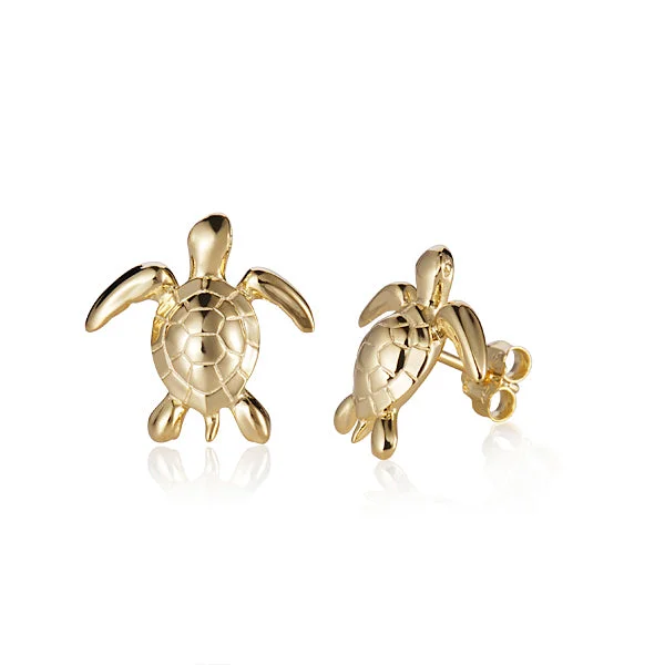 Hoop earrings with textured finishes for a vintage and classic style-Turtle Earrings, 14Kt