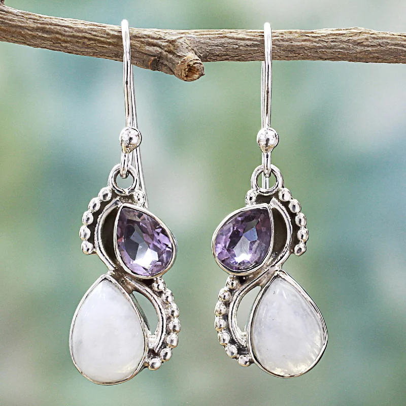 Hoop earrings with diamond-cut surfaces for added sparkle and shine-Two Teardrops Moonstone Earrings