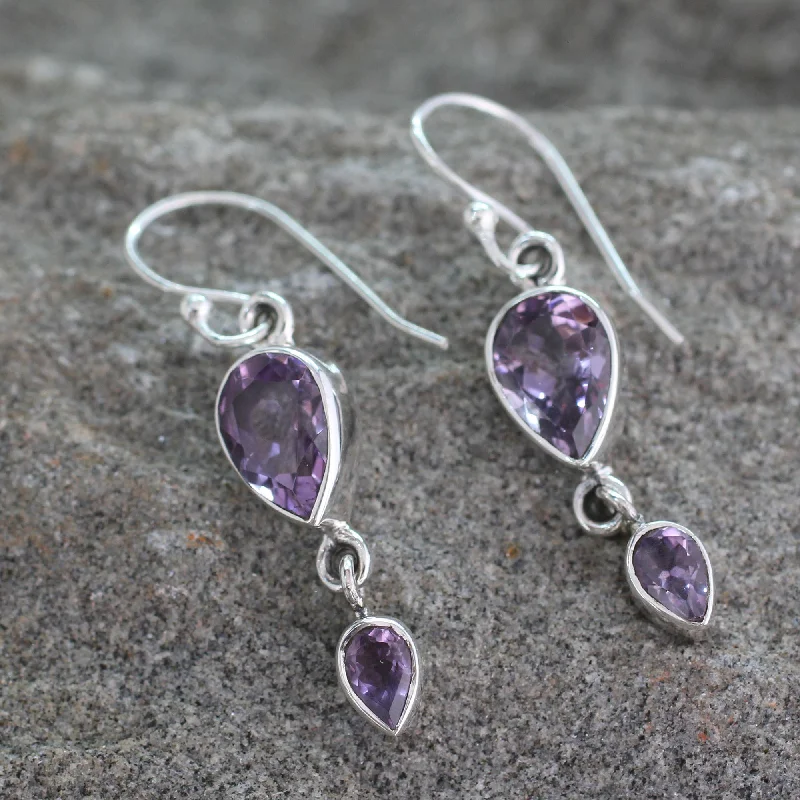 Best hoop earrings with geometric shapes for a modern and artistic appeal-Violet Distinction Amethyst Dangle Earrings