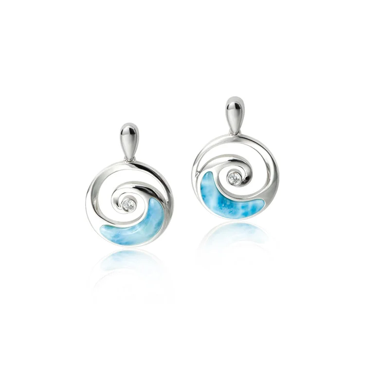 Best hoop earrings with rose gold for a romantic and warm aesthetic-Wave Earrings, Sterling & Larimar