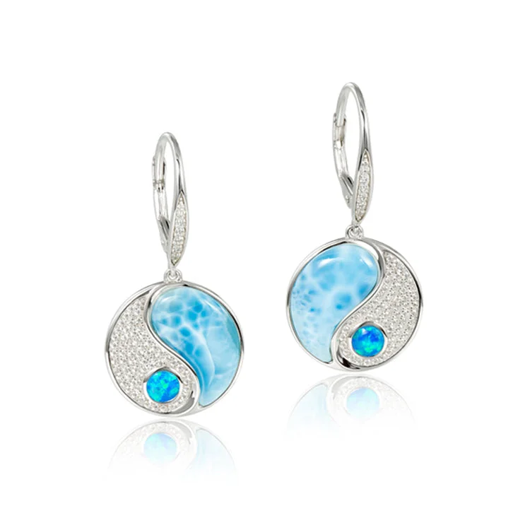 Hoop earrings with pearl accents for a chic and classic style-Yin and Yang Earrings, Sterling and Larimar